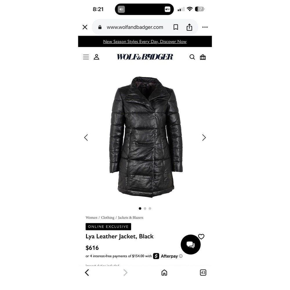 Mauritius Lya Long Leather Jacket in Black Women's Size L